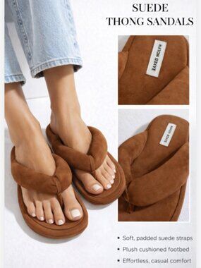 Naked Wolfe Hilary Brown Leather Platform Flip Flop Sandals EU 37 US 7